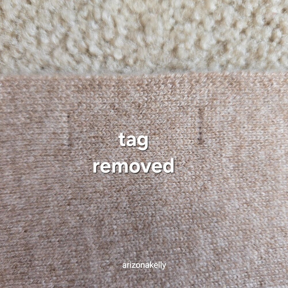 NWOT Cashmere Knit Scarf Heather Tan - Picture 6 of 12